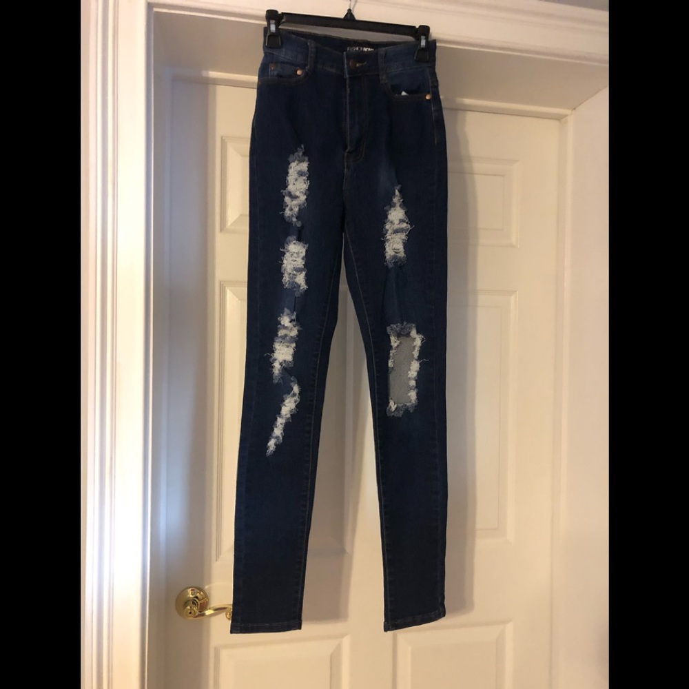 Fashion Nova dark blue/washed denim. Size 7/8